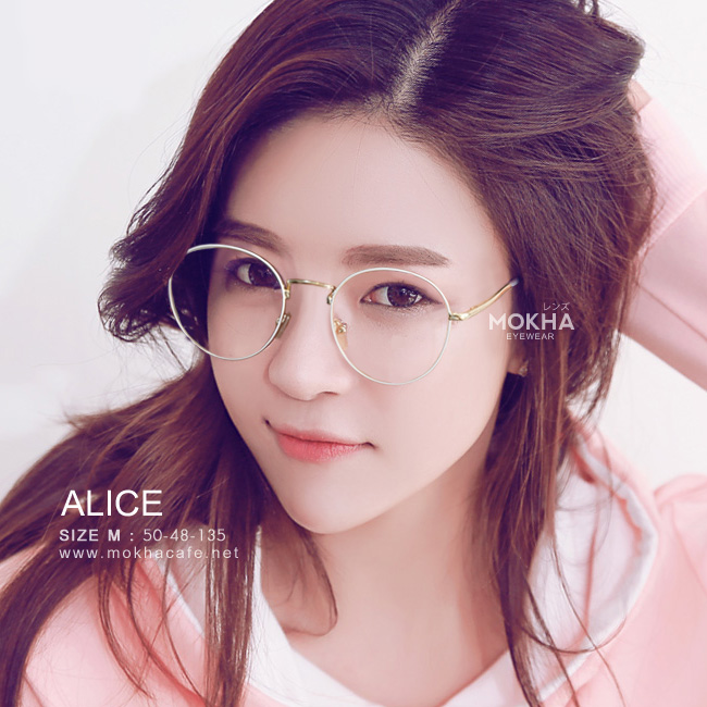 ALICES - Pink กรอบโลหะ แว่นตาทรงกลม ขาสปริง กว้าง 135 มม.(sizeM) H48 23g