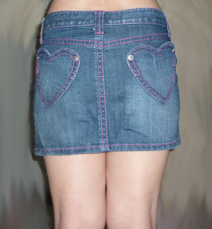 กระโปรงยีนส์หัวใจ หวานน่ารัก 30-34-12