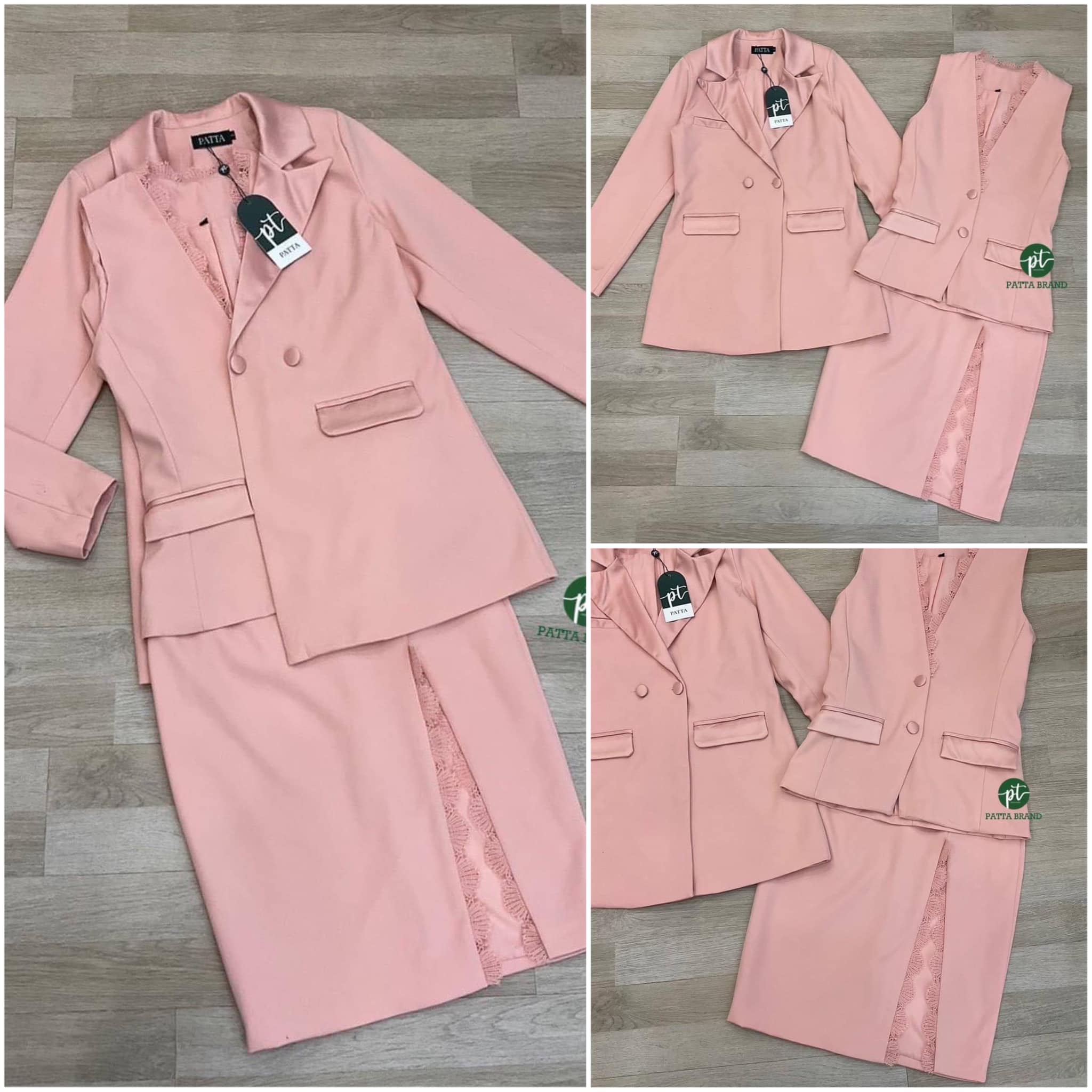 ชุดset3ชิ้น เสื้อคลุมแขนยาวคอปก+เสื้อแขนกุด+กระโปรงสั้น สินค้าคุณภาพ (พร้อมส่ง)