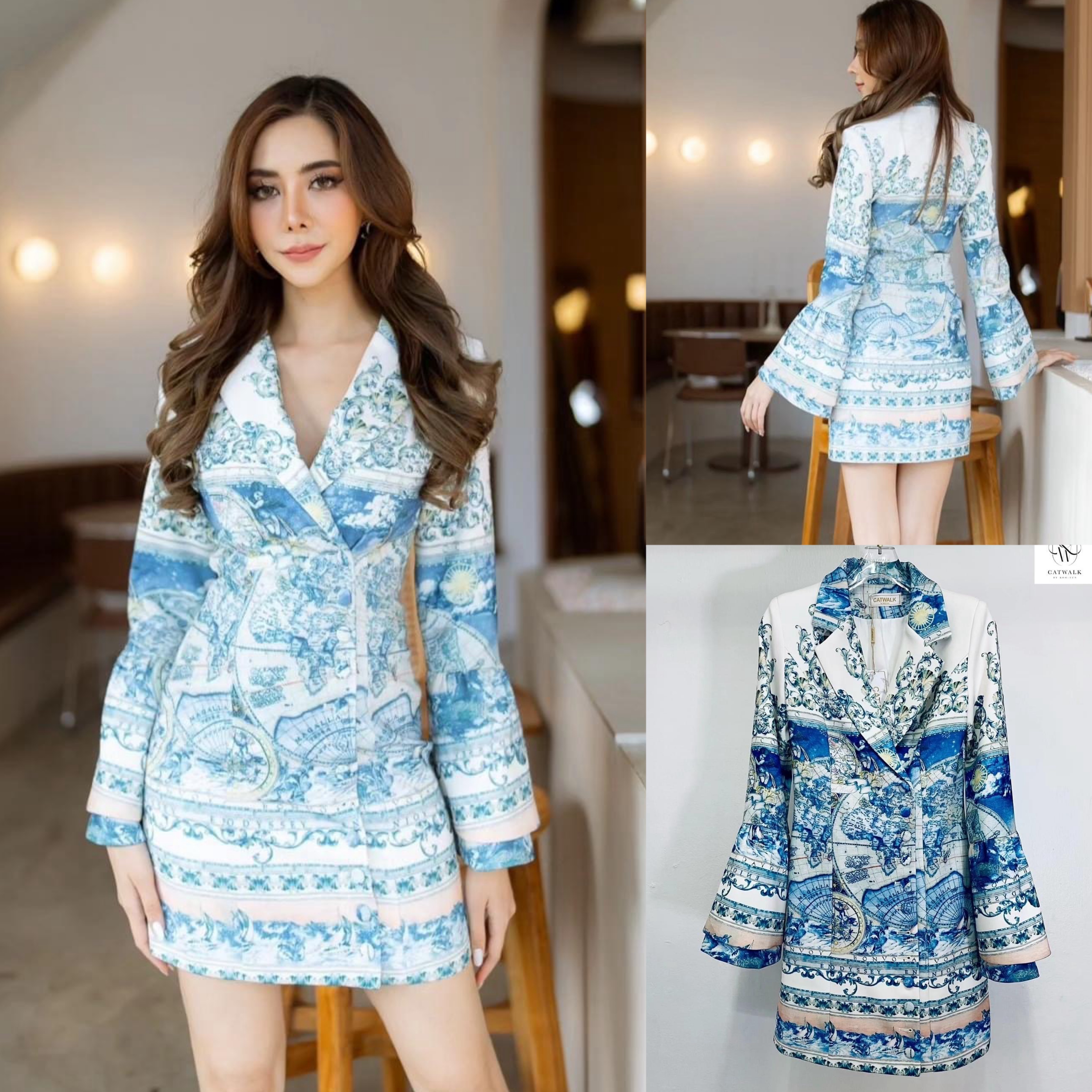 มินิเดรสปริ้นส์ลายกราฟฟิกเล่นโทนสีได้อย่างลงตัว ตัวชุดเป็นทรงเข้ารูป .ใส่สบาย สินค้าคุณภาพ (พร้อมส่ง)