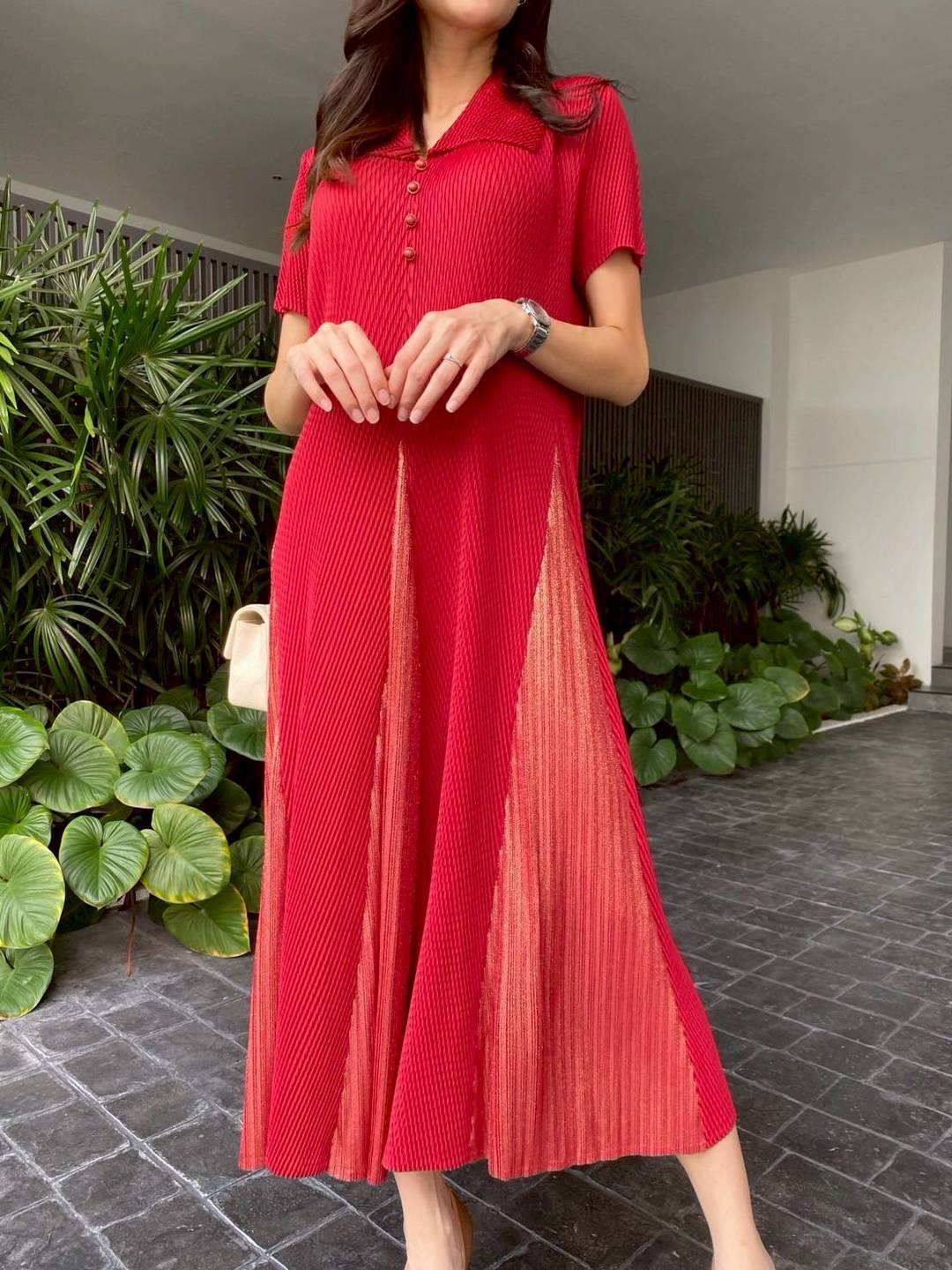 เดรสอัดพลีท งาน AA Premium ใส่สบาย : สินค้าคุณภาพ (พร้อมส่ง)