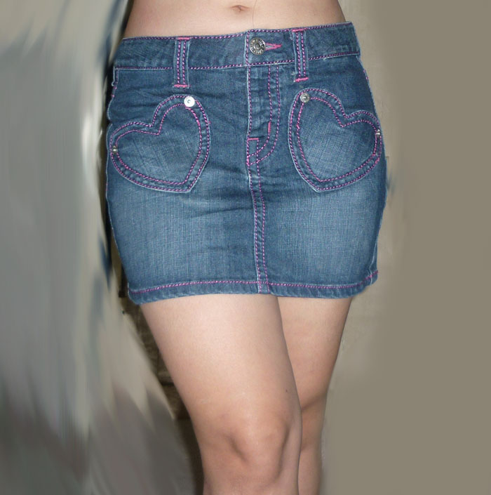 กระโปรงยีนส์หัวใจ หวานน่ารัก 30-34-12