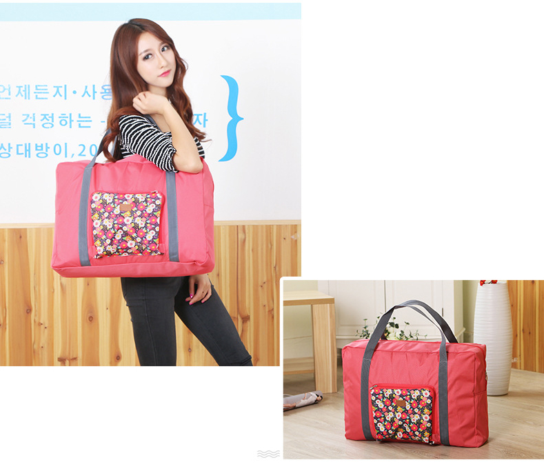 DINIWELL กระเป๋าเดินทางพับเก็บได้ ลายดอกไม้ เสียบกระเป๋าเดินทางได้ ผ้าเนื้อหนา ใหญ่ จุ ช่องเสียบใหญ่ มี 4 สี 4 ลาย ให้เลือก ผลิตจากโพลีเอสเตอร์คุณภาพดี