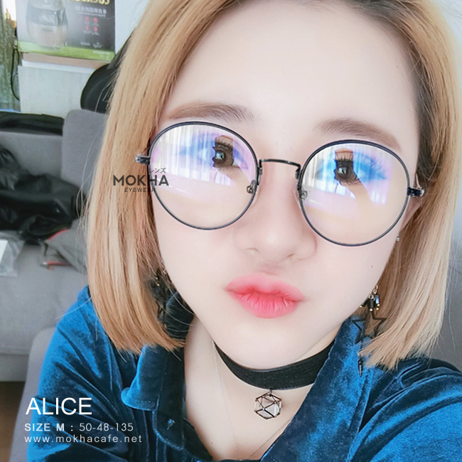 กรอบแว่น ALICES - rose gold pink กรอบโลหะทรงกลม กว้าง 135 มม.(sizeM) H48