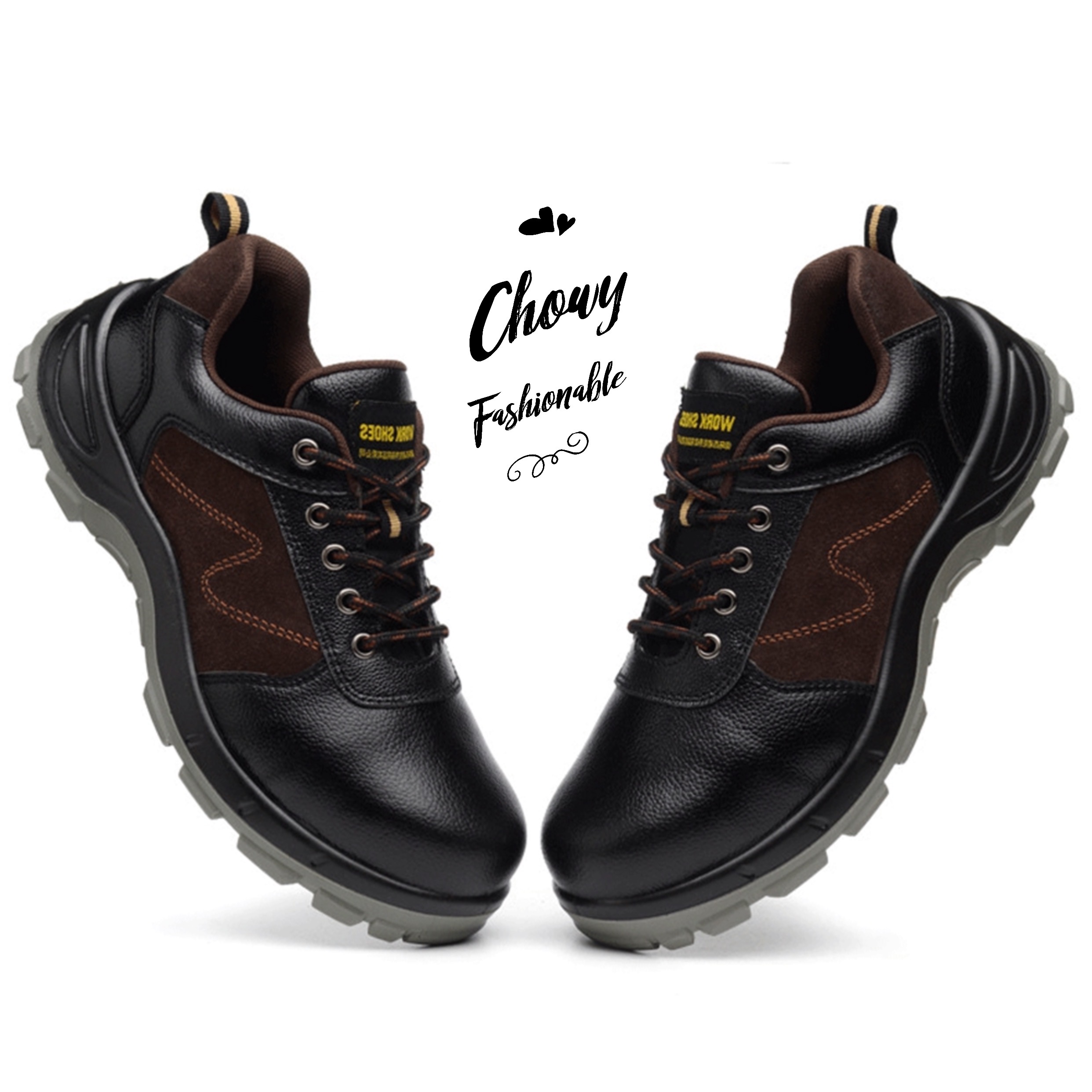 รองเท้าเซฟตี้ไซส์ใหญ่ 48 49 50 Leather Safety Shoes หนังแท้ รองเท้านิรภัย KR0991BLBR