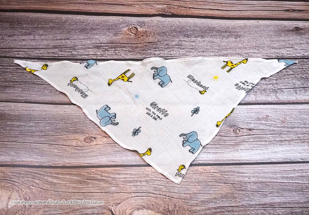ผ้ากันเปื้อนเด็ก 0-3 ปี ผ้าซับน้ำลาย มัสลินรูปสามเหลี่ยม Cotton 100% เนื้อนิ่ม ซับน้ำดีเยี่ยม ไม่ร้อน