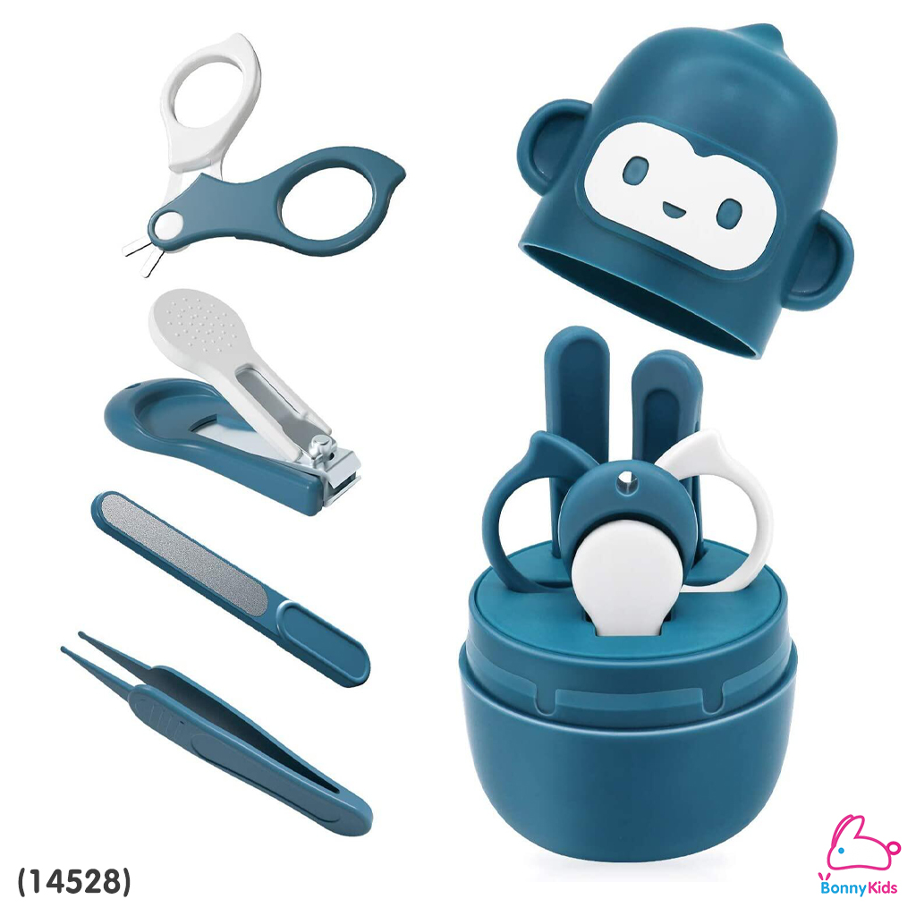 (14528) ชุดกรรไกรตัดเล็บเด็กเล็ก 4 ชิ้น กระบอกลิงน้อย (กรรไกรตัดเล็บ แหนบ ตะไบ กรรไกรหัวสั้น)