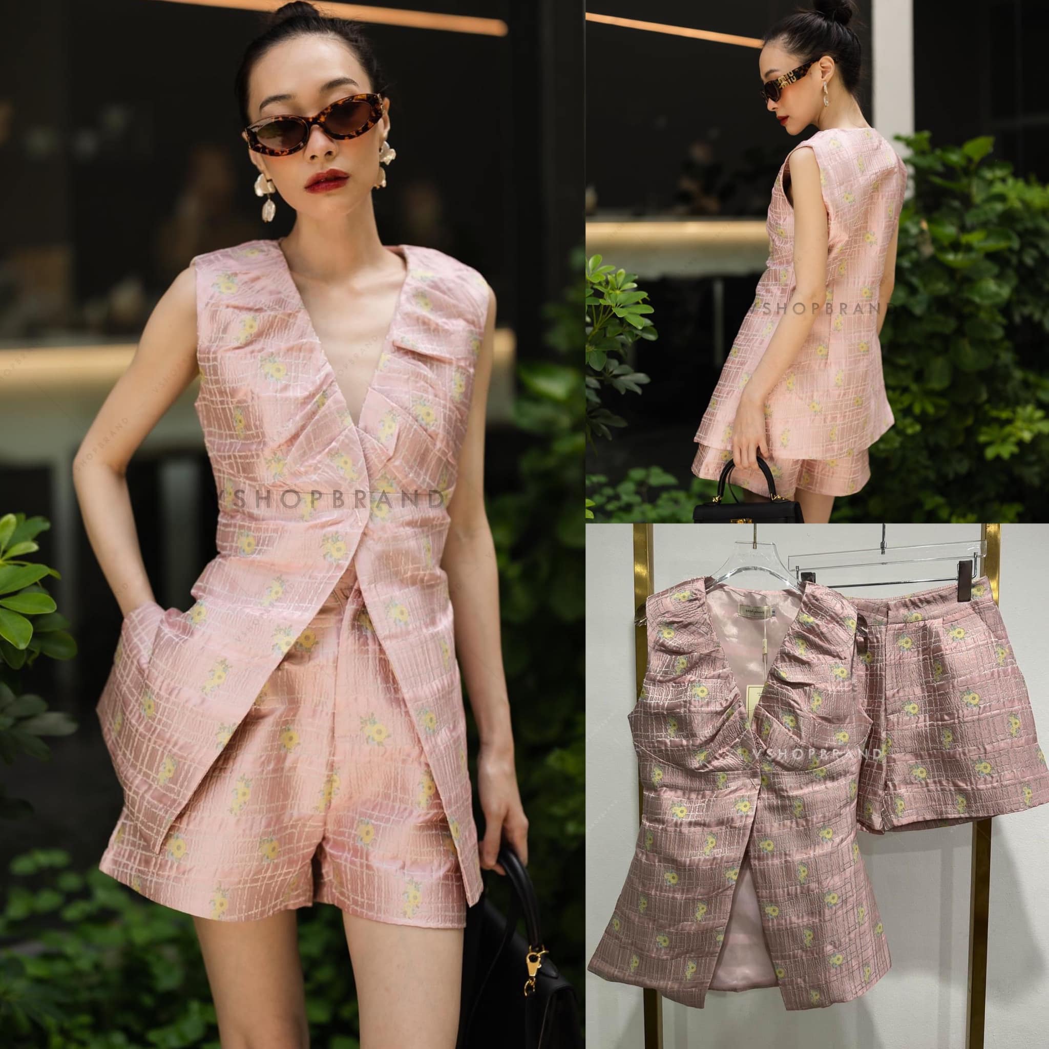 Set เสื้อแขนกุดผ้าลายดอก + กางเกงขาสั้น สินค้าคุณภาพ (พร้อมส่ง)