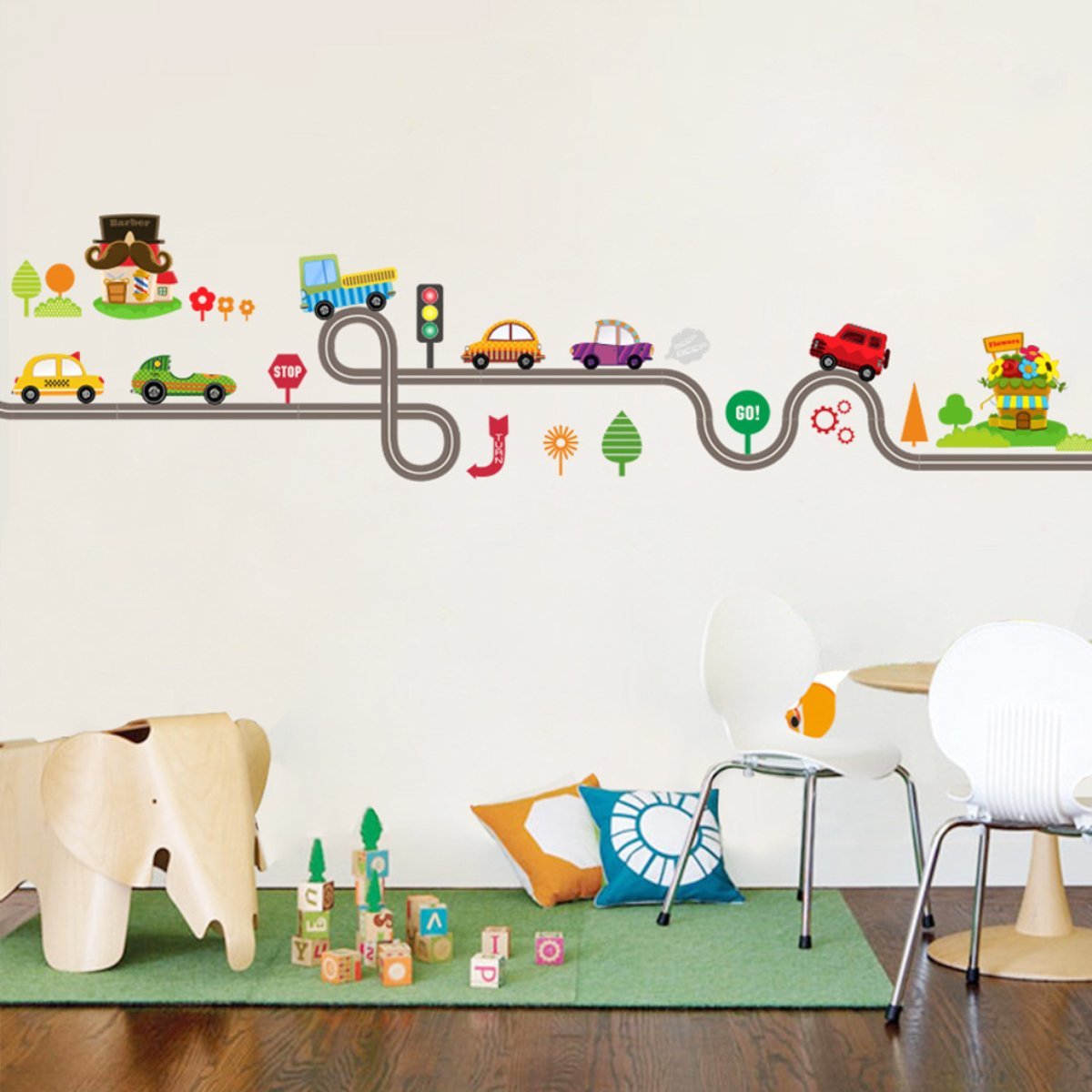 สติ๊กเกอร์แต่งห้อง DIY รูปรถและถนน ลอกออกแล้วติดซ้ำได้