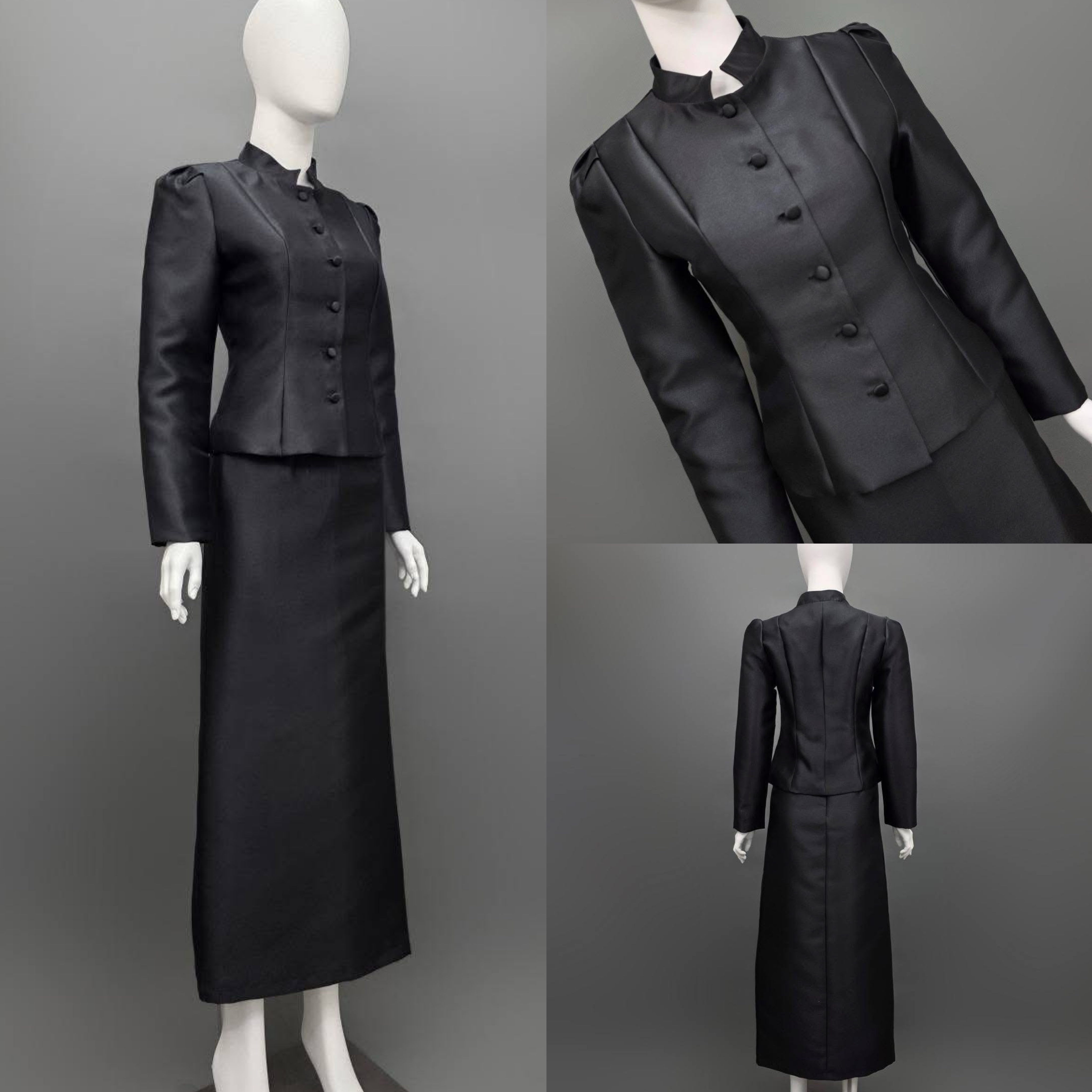 เซ็ทเสื้อเข้ารูปผ่าหน้าแขนยาวทรงกระบอก จับคู่กระโปรงป้ายยาวทรงสอบ ใส่สบาย : สินค้าคุณภาพ (พร้อมส่ง)