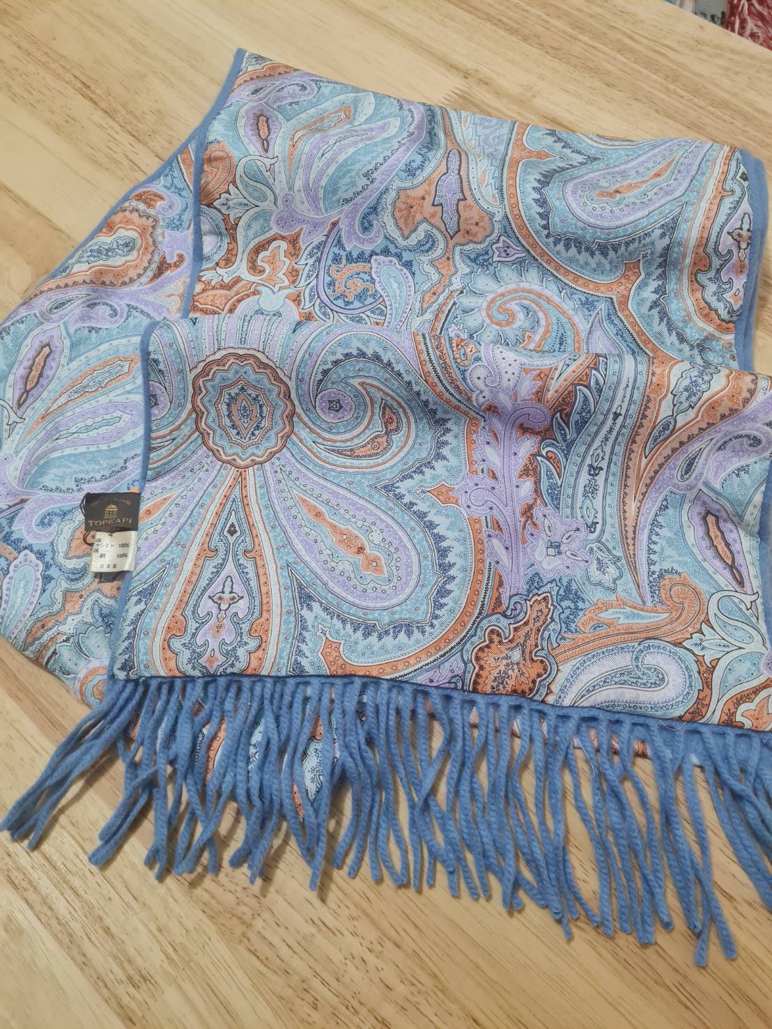 ผ้าพันคอ cashmere แต่งผ้า นุ่มมาก (ของใหม่)