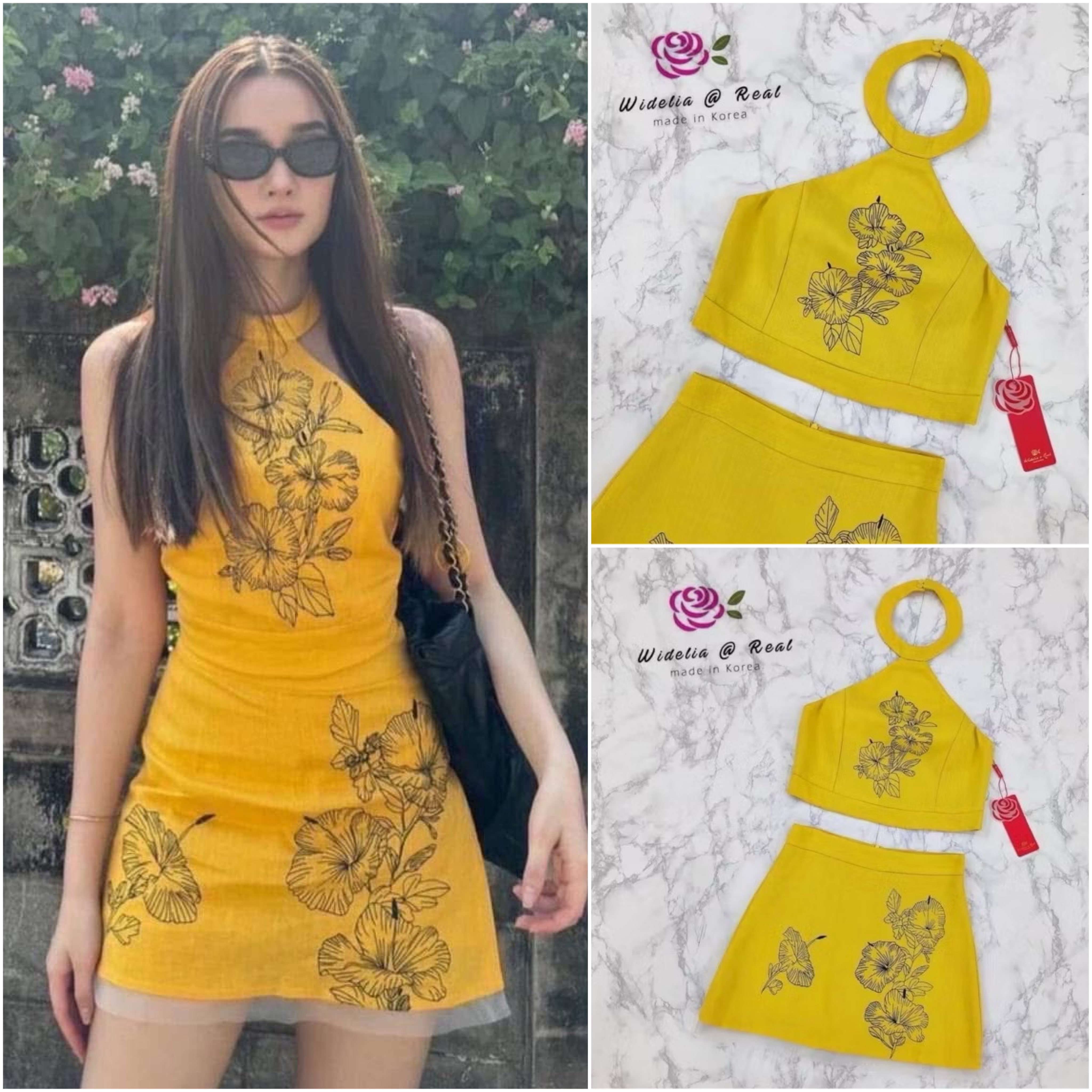 Set เซ็ทเสื้อกับกระโปรงสั้นตัวสวย เสื้อคล้องคอตัวสวยทรงดี ช่วงอกเสริมฟองน้ำเป็นทรงสวย เข้าชุดพร้อมกับกระโปรงทรงเอบาน ด้านในมาพร้อมซับขาสั้น ใส่สบาย : สินค้าคุณภาพ (พร้อมส่ง)