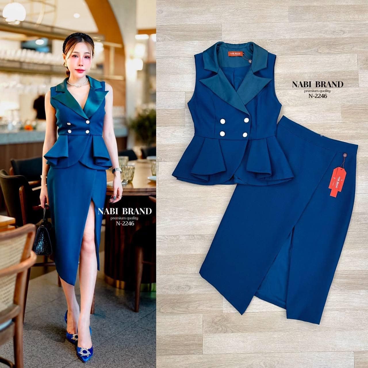 ชุดเซทเดรสสูทแขนกุด+กระโปรงผ่าหน้า เดรสสูทแขนกุด ทรงเข้ารูป ใส่สบาย สินค้าคุณภาพ (พร้อมส่ง)