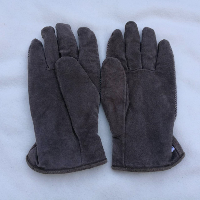 ถุงมือชาย ผ้าขนสัตว์ หนังกลับแท้