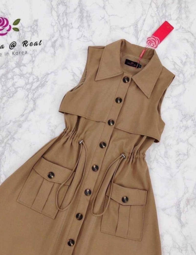 เดรสแขนกุดยาวตัวสวยทรงเก๋ ใส่สบาย สินค้าคุณภาพ (พร้อมส่ง)