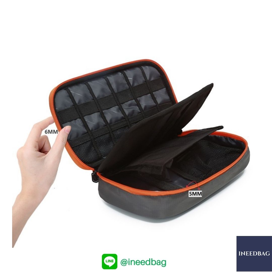 ฺBagsmart กระเป๋าจัดระเบียบอิเล็กทรอนิกส์ กระเป๋าใส่สายชาร์จ กระเป๋าใส่ฮาร์ดดิสก์ กระเป๋าใส่อุปกรณ์ไอที มีสองชั้น ช่องเยอะพิเศษ มีหูหิ้วพกพาสะดวก (เทา-ส้ม)