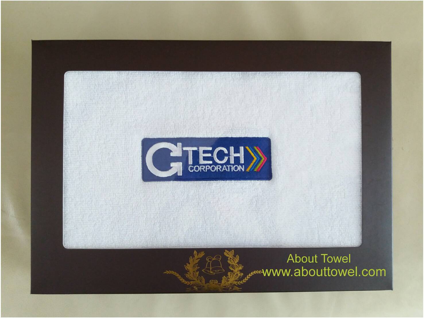ผ้าเช็ดตัวในกล่องสีน้ำตาลปักGtech