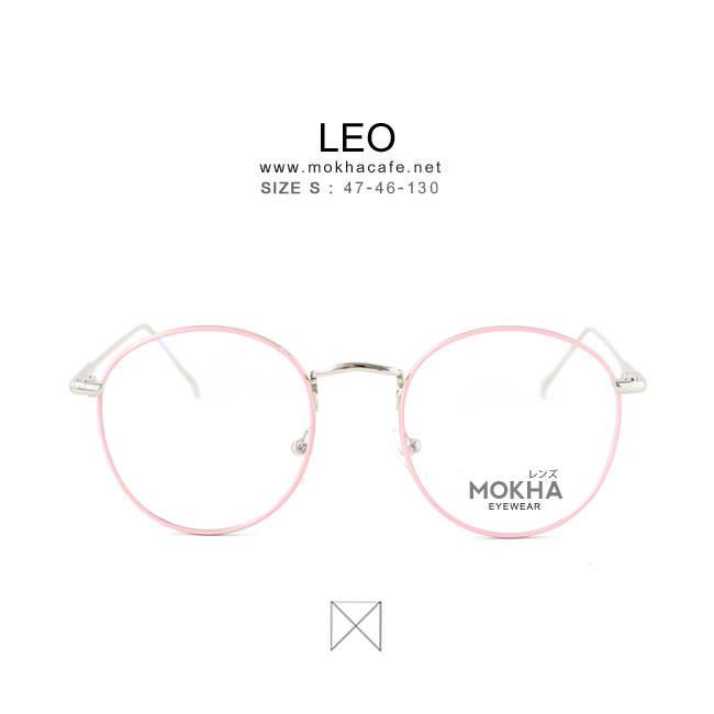 กรอบแว่น LEO - pink กรอบโลหะ ทรงกลม กว้าง 130 มม. (sizeS) H46