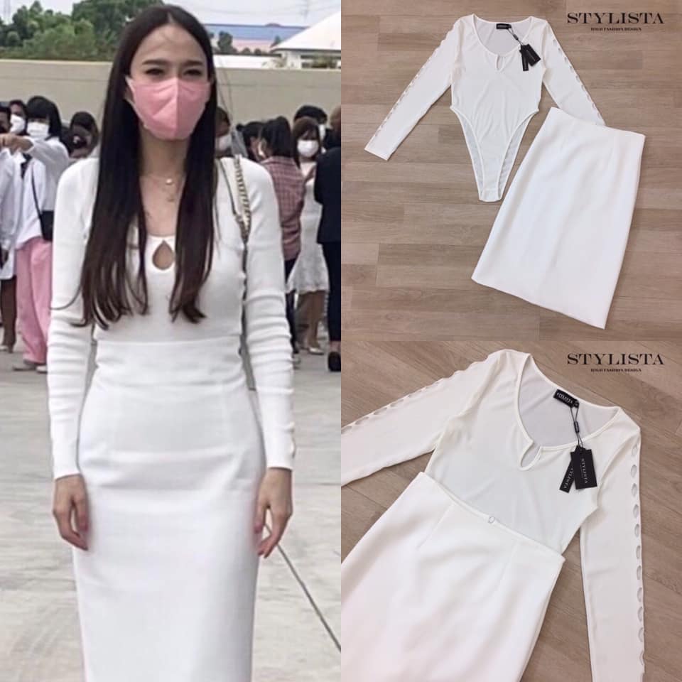 เซตเสื้อจั้มสูทเเขนยาว มาพร้อมกระโปรงเข้าชุด ใส่สวยมากๆ ดูดีเหมือนเซเลปเลยค่ะ สวยเปะเวอร์ สินค้าคุณภาพ (พร้อมส่ง)