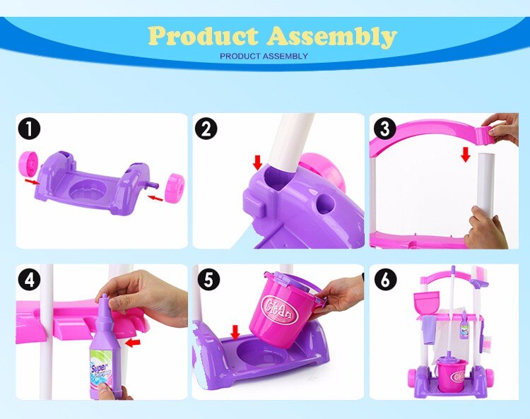 [ส่งฟรี] ของเล่นแม่บ้าน รถเข็นแม่บ้าน ของเล่นงานบ้าน รถเข็นของเล่น ไม้กวาดเด็ก ไม้ถูพื้นเด็ก ชุดทำความสะอาดเด็ก Little Helper