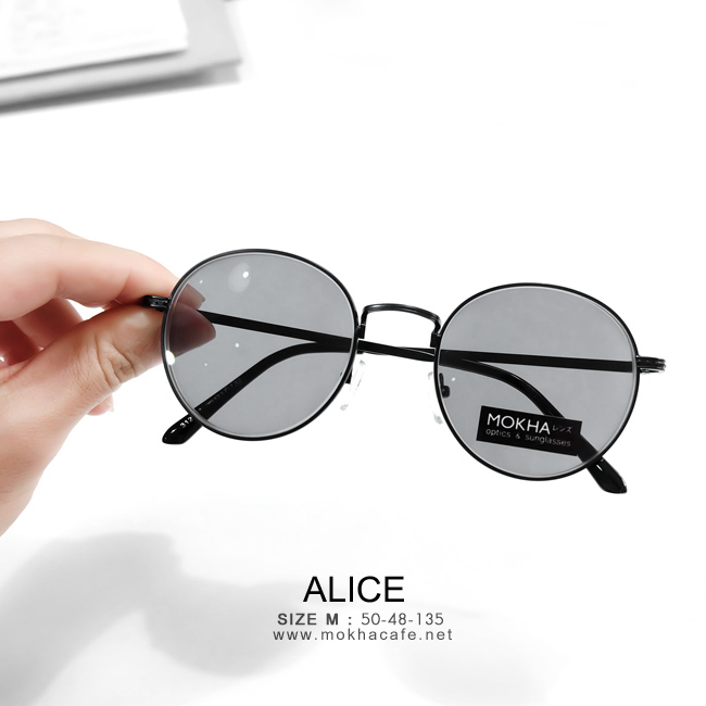 [pre-order] แว่นกันแดด ALICE - black กรอบโลหะทรงกลม กว้าง 135 มม.(sizeM)