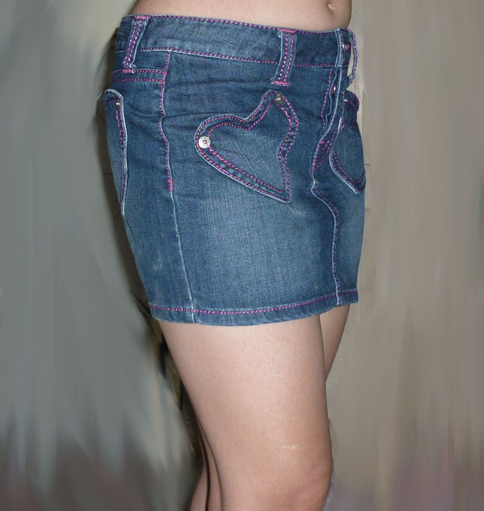 กระโปรงยีนส์หัวใจ หวานน่ารัก 30-34-12