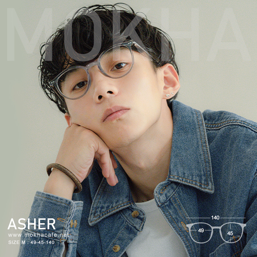 ASHER - clear แว่นตา TR90 กรอบแว่น ทรงหยดน้ำ กรอบเหนียว ทนทาน ขาโลหะ กว้าง 140 มม.(sizeM) H45