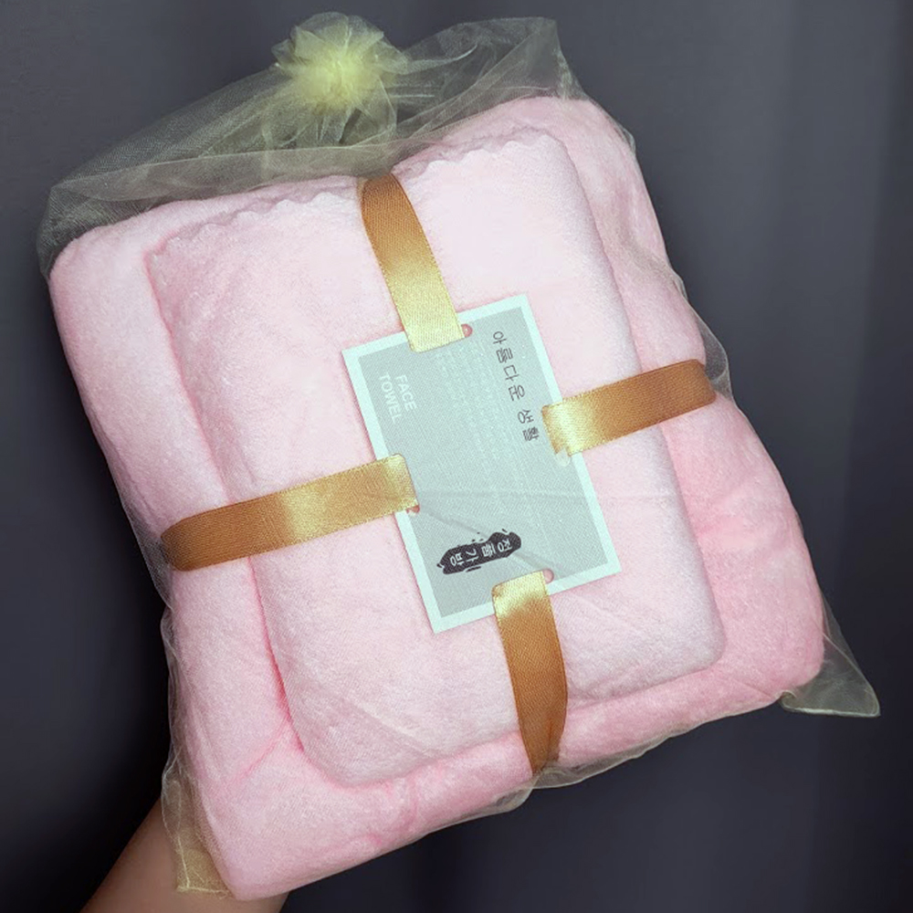 ผ้าขนหนูอาบน้ำ Set ผ้าเช็ดตัวใหญ่+ผ้าเช็ดผม แบรนด์เกาหลี เนื้อนุ่มสุดๆ เช็ดตัวเด็กทารกจนถึงผู้ใหญ่ บรรจุในถุงผ้าแก้ว