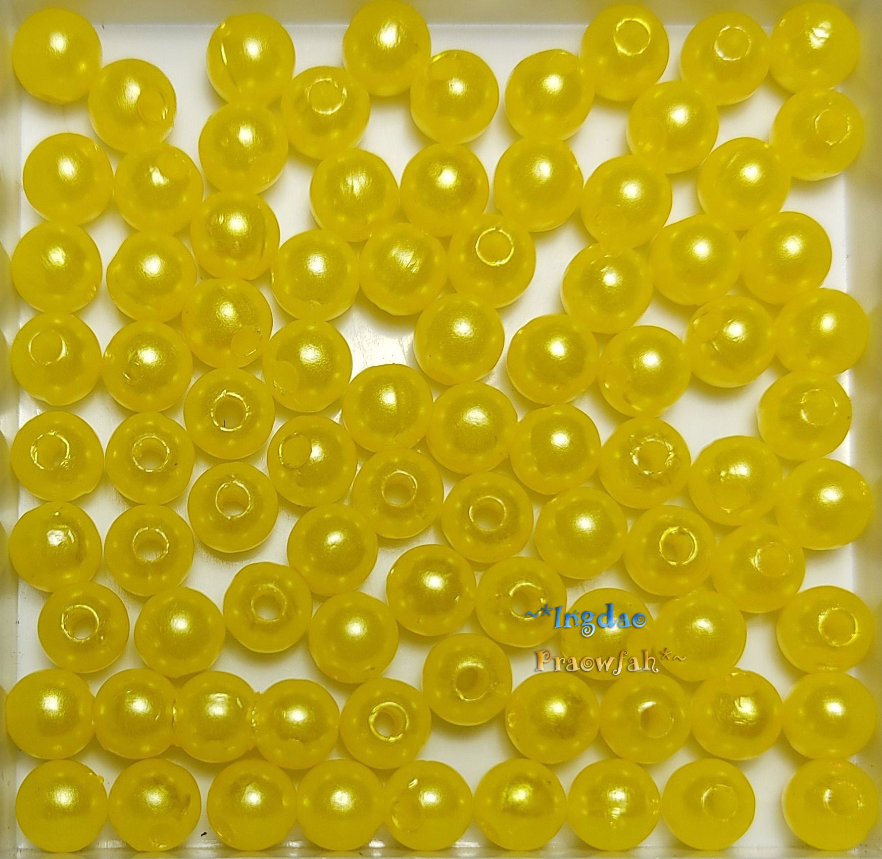 APEARL-6yw มุกอะคลีลิกทรงกลม ขนาด 6 มิล. สีเหลือง (100 ชิ้น)