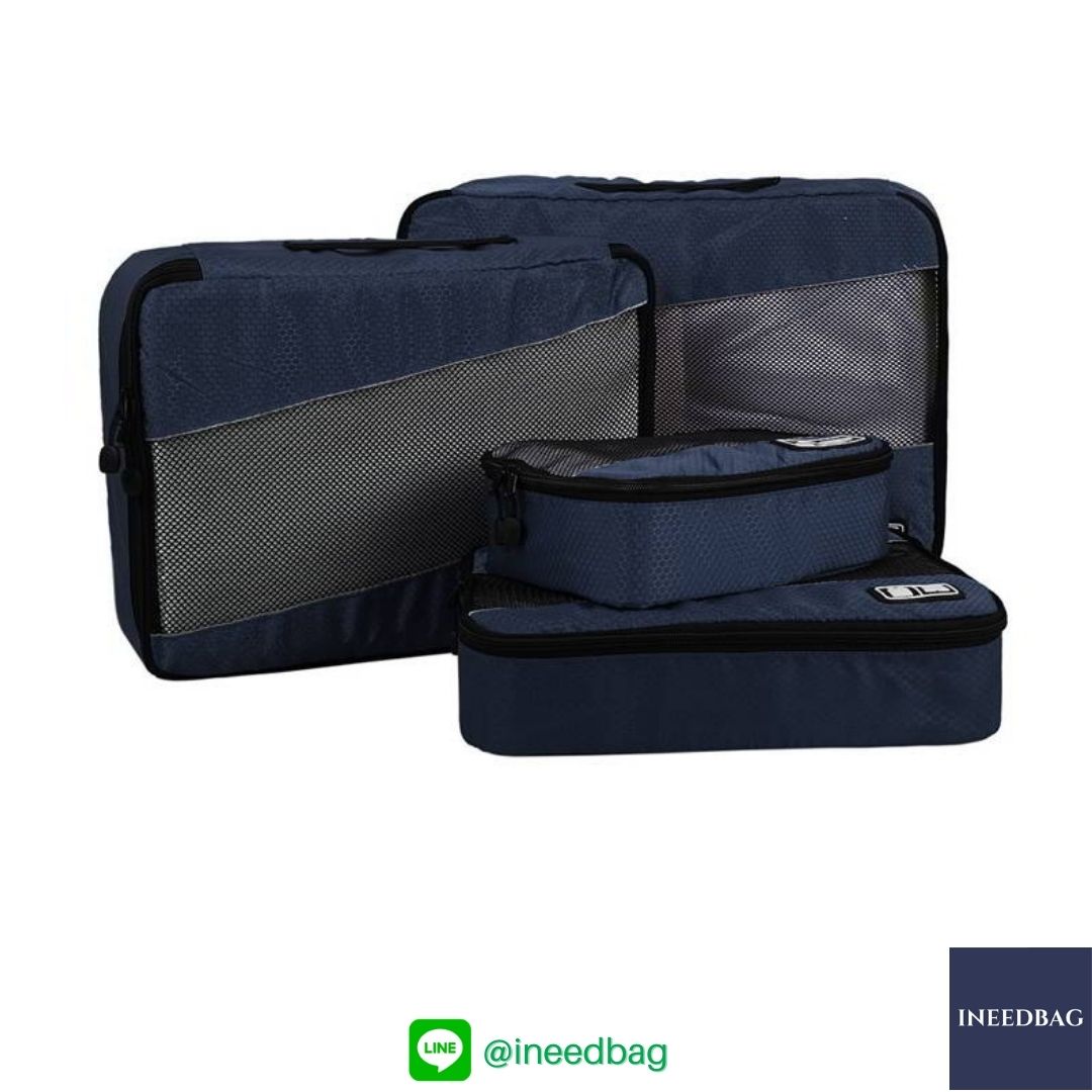 Bagsmart กระเป๋าจัดระเบียบเดินทาง 4 ใบต่อชุด ใส่เสื้อผ้า ชั้นใน ถุงเท้า เข็มขัด (ฺNavy Blue) (Bagsmart Packing Cubes 4-Pcs Travel Organizer)