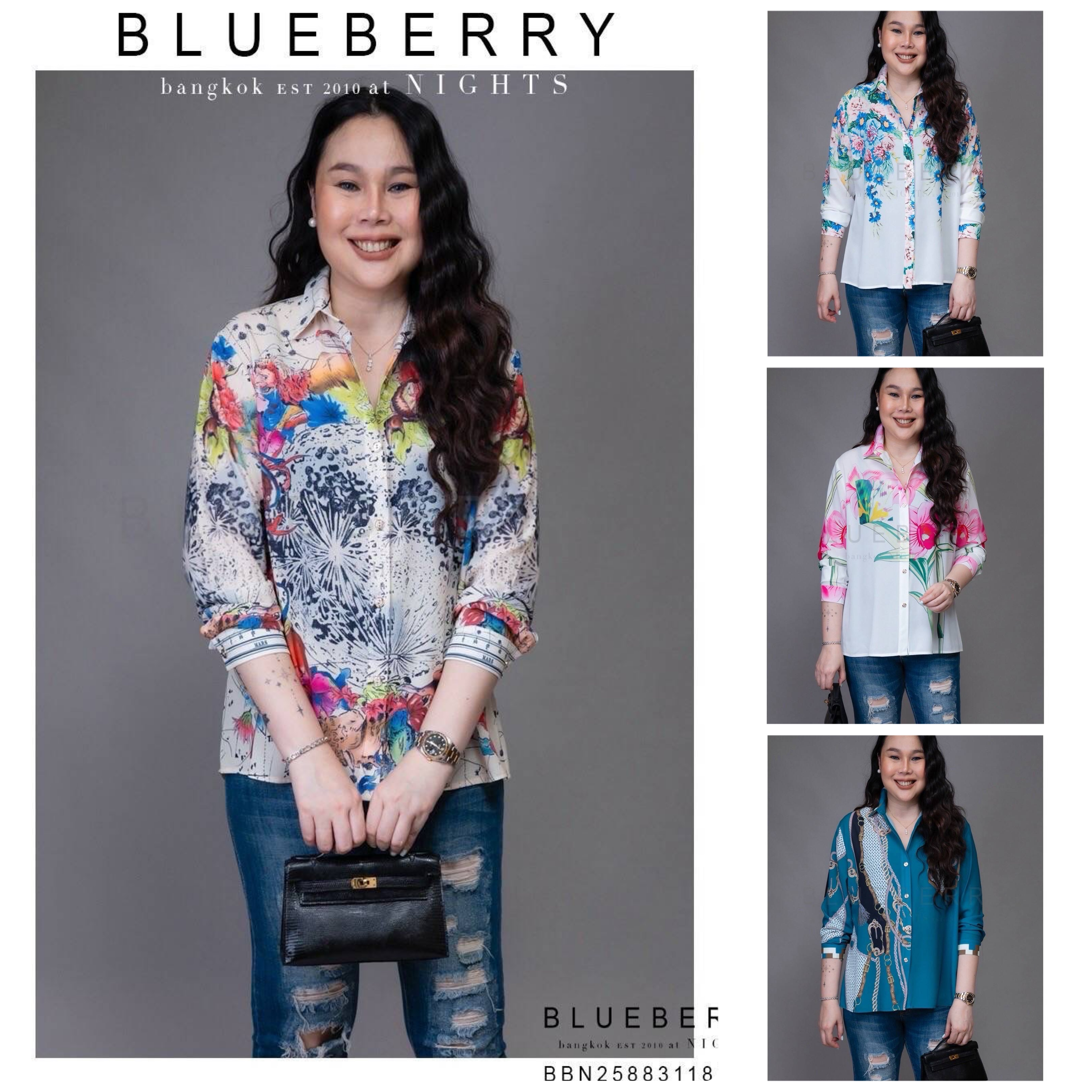 เสื้อเชิ้ต พรีเมียมทรงคลาสสิคตลอดกาลเชิ้ตแขนยาว พิมพ์ลายแบรนด์เนมไฮคลาส ใส่สบาย : สินค้าคุณภาพ (พร้อมส่ง)