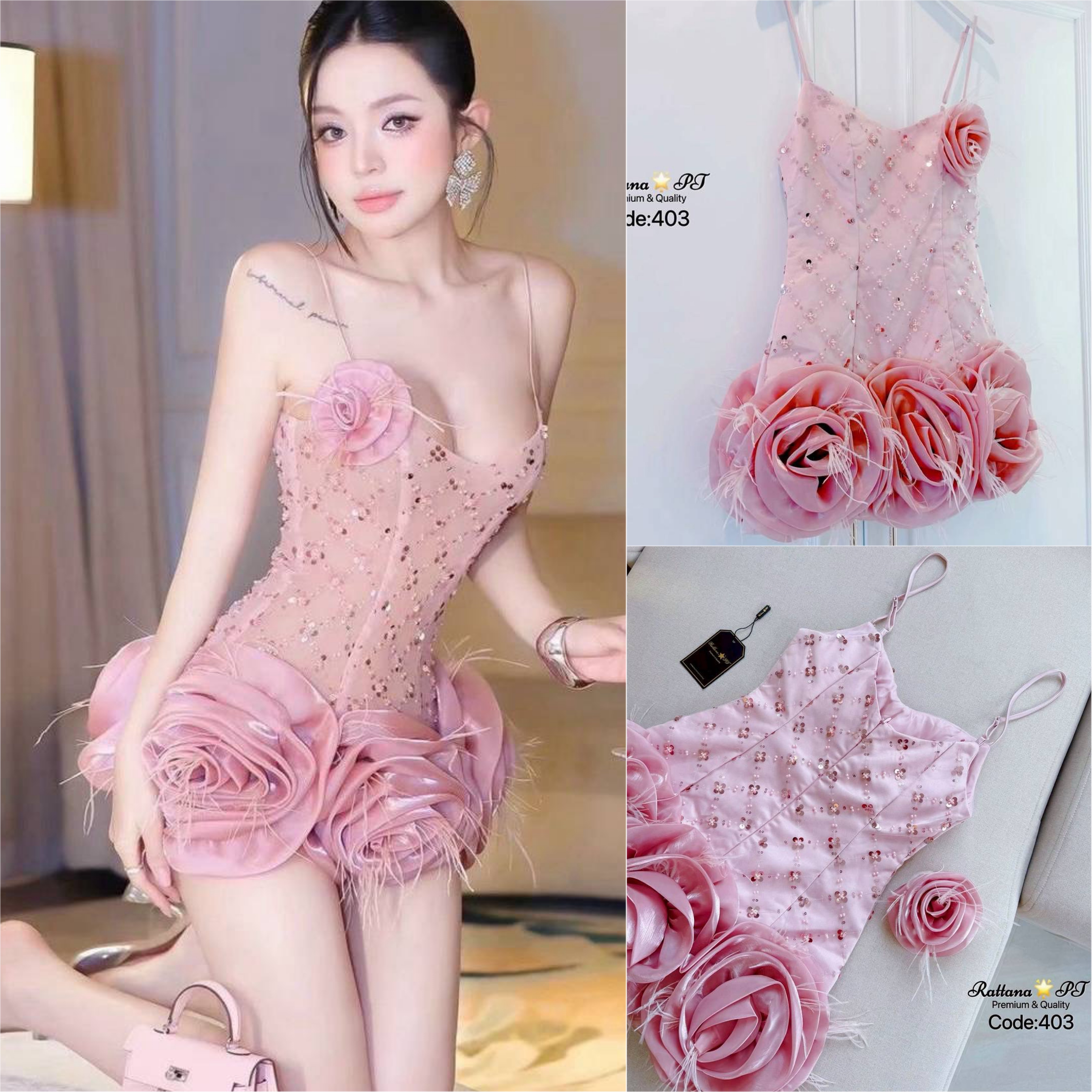 มินิเดรส สุดหรูหรา ดูแพง สุดปังมาก หน้าอกมีฟองน้ำชุดมีซับใน ด้านหลังมีซิบด้านหลัง มีอะไหล่ดอกไม้เป็นเข็มกลัดติดที่หน้าอก ใส่สบาย : สินค้าคุณภาพ (พร้อมส่ง)