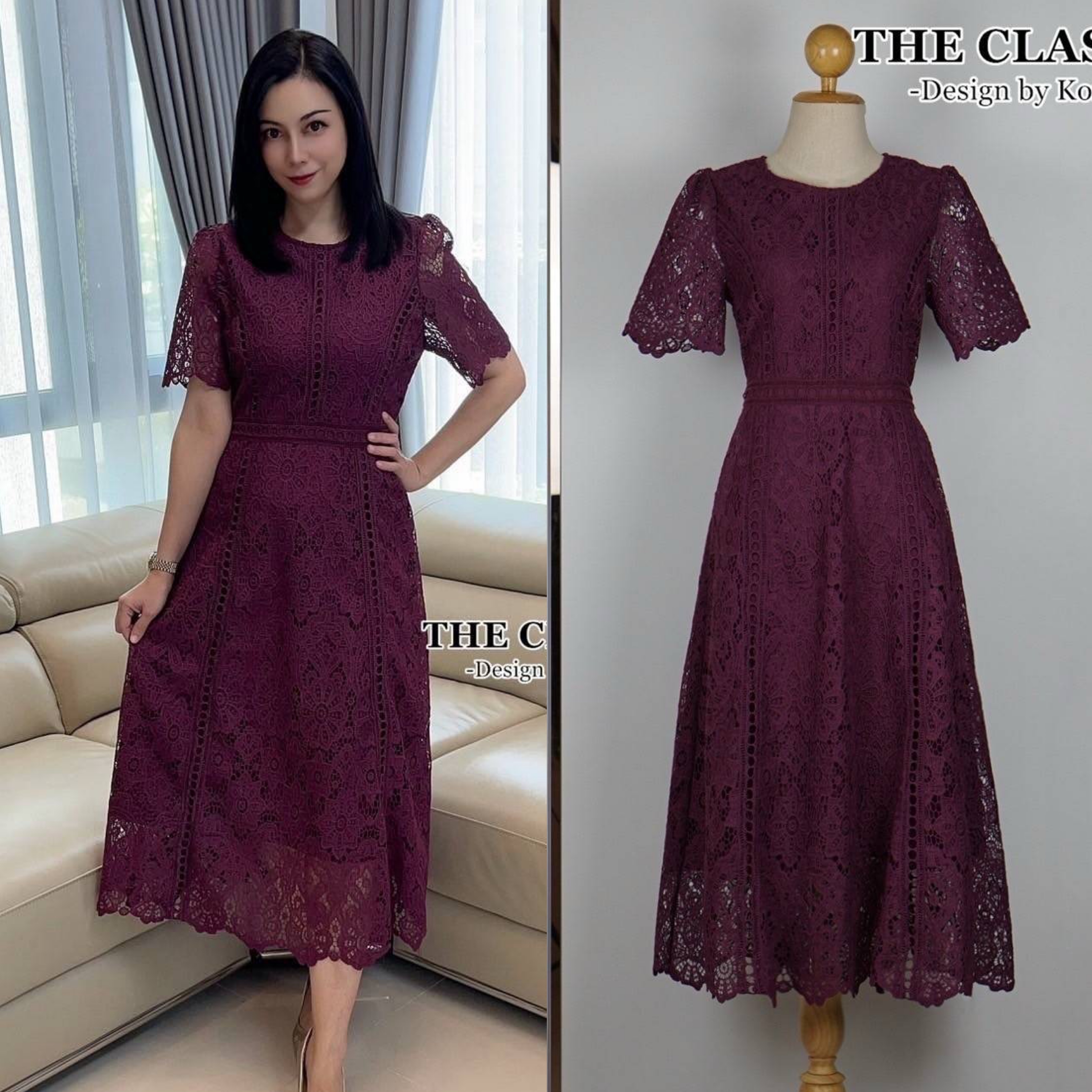 เดรสยาวลูกไม้ คอกลมใช้ผ้าลูกไม้เนื้อหนาอย่างดี ขึ้นลวดลายดอกไม้ ลายชัด ผ้าแน่นสวย ตัดต่อเพิ่มดีเทลแต่งด้วยลูกไม้ทรงกลมหลายจุด ใส่สบาย : สินค้าคุณภาพ (พร้อมส่ง)