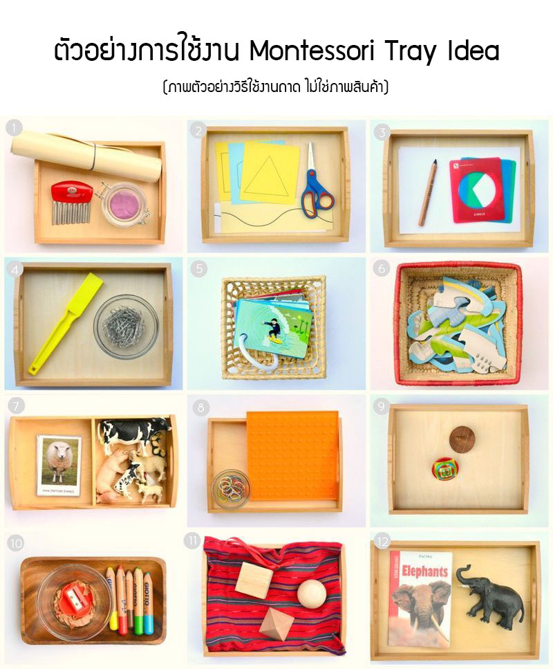 ถาดไม้ Montessori Tray ถาดสำหรับวางอุปกรณ์มอนเตสซอรี่ ขนาด S/M/L