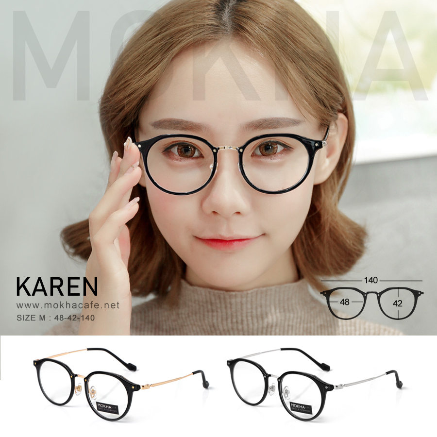 KAREN - black silver กรอบแว่น ทรงหยดน้ำ แว่นตาวินเทจ กว้าง 140 มม.(sizeM) H42