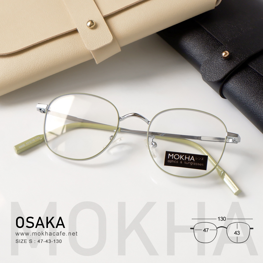 OSAKA - green silver แว่นตาทรงกลมรี กรอบแว่นโลหะ กว้าง 130 มม.(sizeS) H43