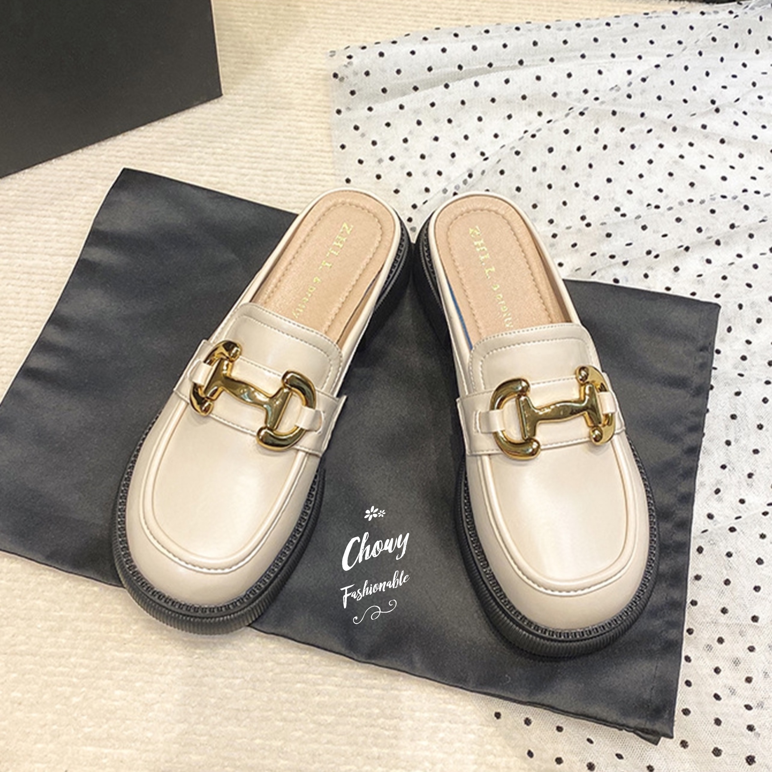 รองเท้าไซส์ใหญ่ 42 EU แตะสวมครึ่งท่อน แตะปิดหัว แตะไซส์ใหญ่ หนังแท้ KR1123