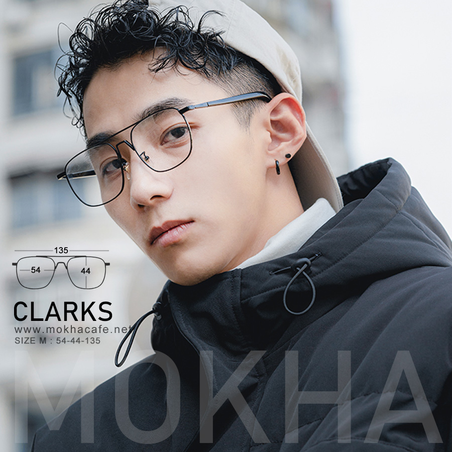 แว่นตา CLARKS -black กรอบแว่นทรงเหลี่ยม กรอบโลหะ Double Bridge กว้าง 135 มม.(sizeM) H44