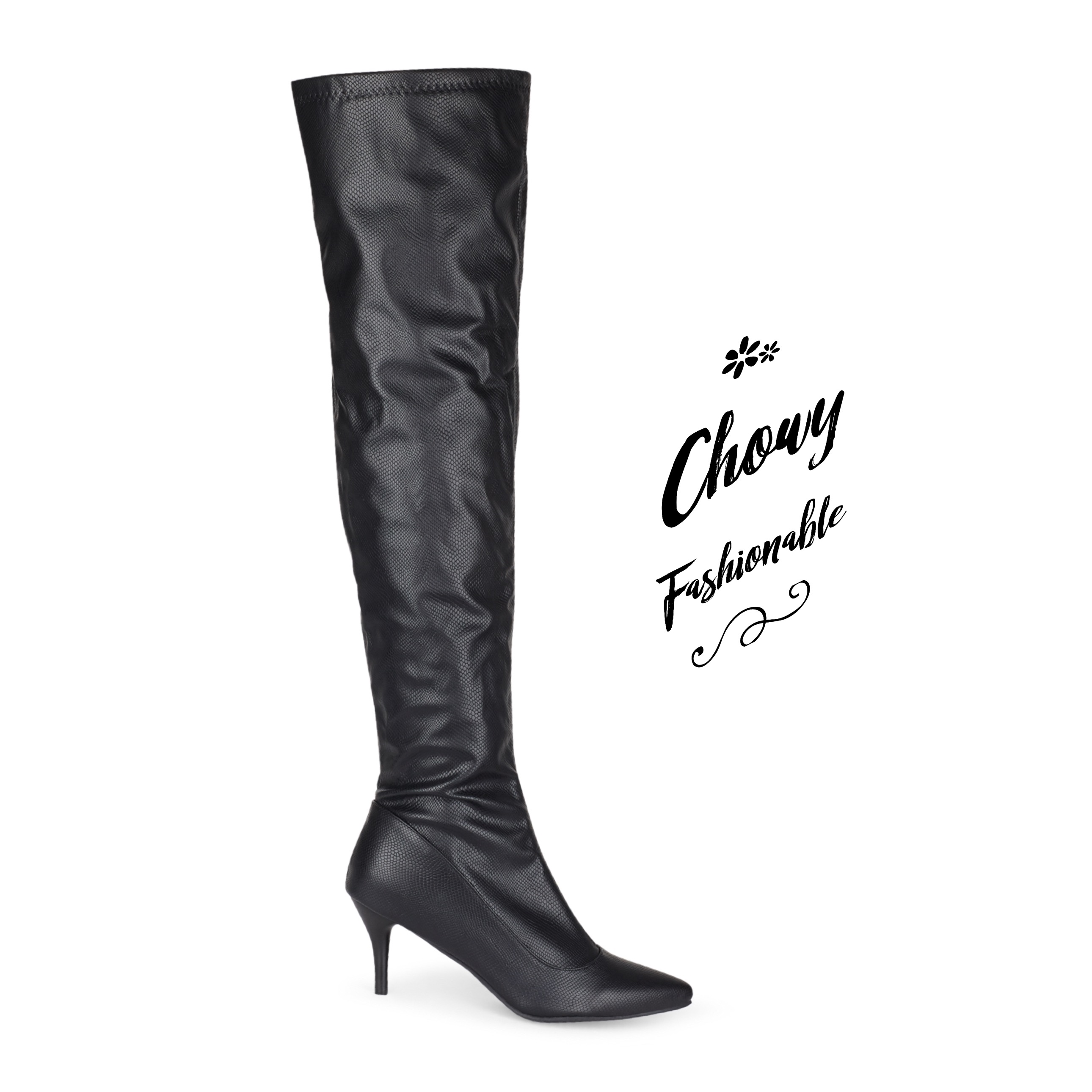 รองเท้าไซส์ใหญ่ 46-48 บูทยาวไซส์ใหญ่ บู้ทยาวเหนือเข่า ส้นสูง 3 นิ้ว CHOWY KR1184