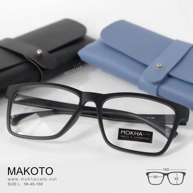 MAKOTO - matte black แว่นตายืดหยุ่น TR90 กว้าง 150 มม. (sizeL) H45