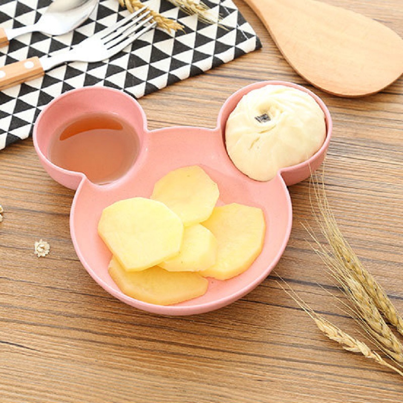 จานหลุมเด็ก 3 ช่อง รูปมิกกี้ จากฟางข้าวสาลี BPA-Free ปลอดสารพิษ