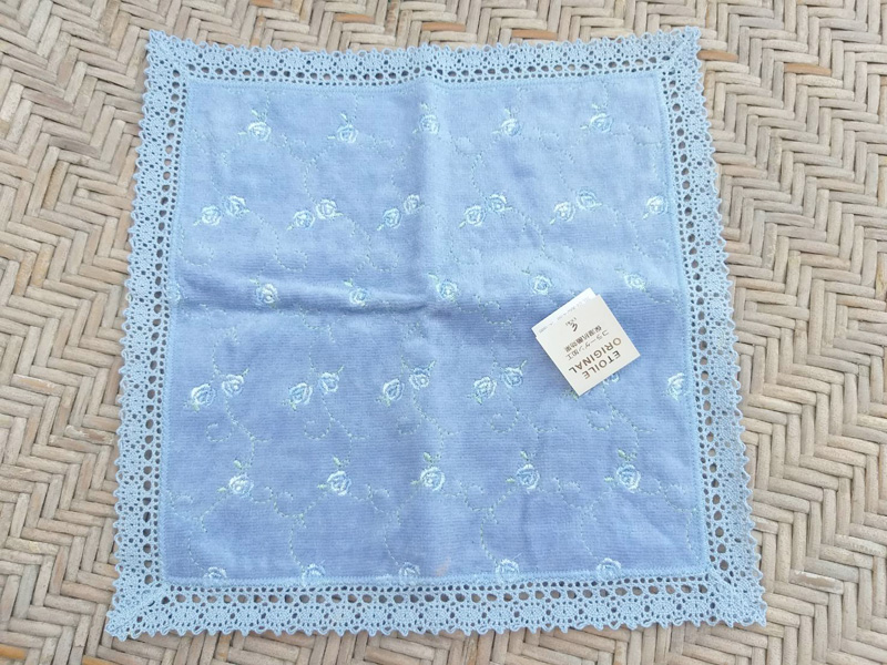 ผ้าขนหนูเช็ดหน้า ถักโครเชต์แต่งริม สวยมาก