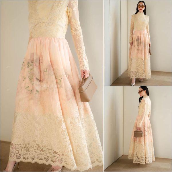 Maxi เดรสแต่งลูกไม้ กระโปรงลายดอก ชายลูกไม้ฉลุ ใส่สบาย สินค้าคุณภาพ (พร้อมส่ง)