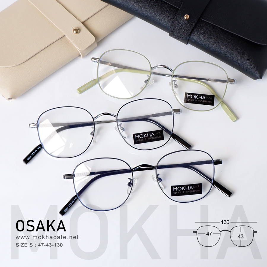 OSAKA - green silver แว่นตาทรงกลมรี กรอบแว่นโลหะ กว้าง 130 มม.(sizeS) H43