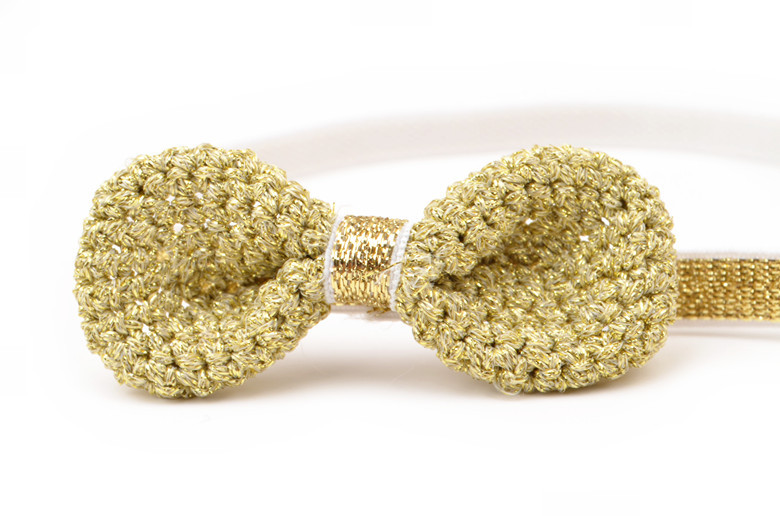 โบว์คาดผมทารก 0-2 ปี ผ้าคาดผมโบว์ผูกคุณหนู สีทอง ได้ลุคไฮโซ น่ารัก