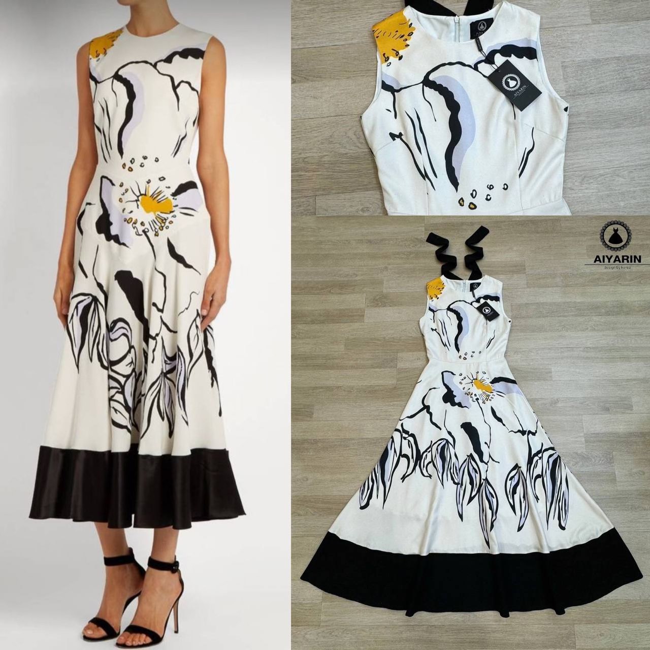 เดรสกระโปรงยาวผ้าพิมลายมีทรงสวย ด้านหลัง ผูกโบว์ได้น่ารัก ใส่สบาย สินค้าคุณภาพ (พร้อมส่ง)