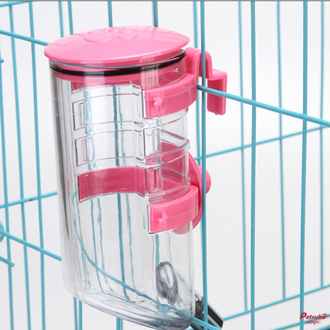 ที่ให้น้ำสัตว์เลี้ยงติดกรง Petsuka ขนาด 350ml สีชมพู