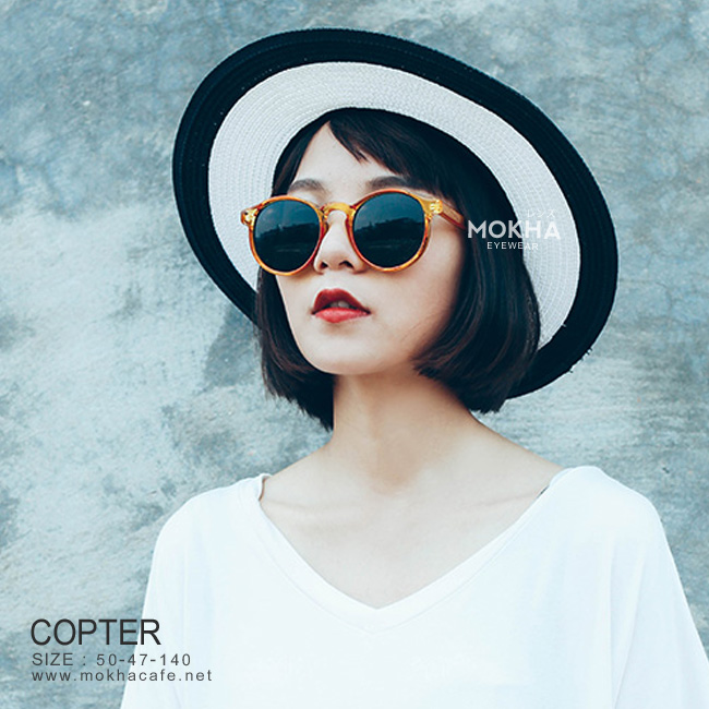 COPTER - orange แว่นตา ทรงกลม แว่นกันแดด เลนส์ UV400 protection กว้าง 140 มม. (sizeM)