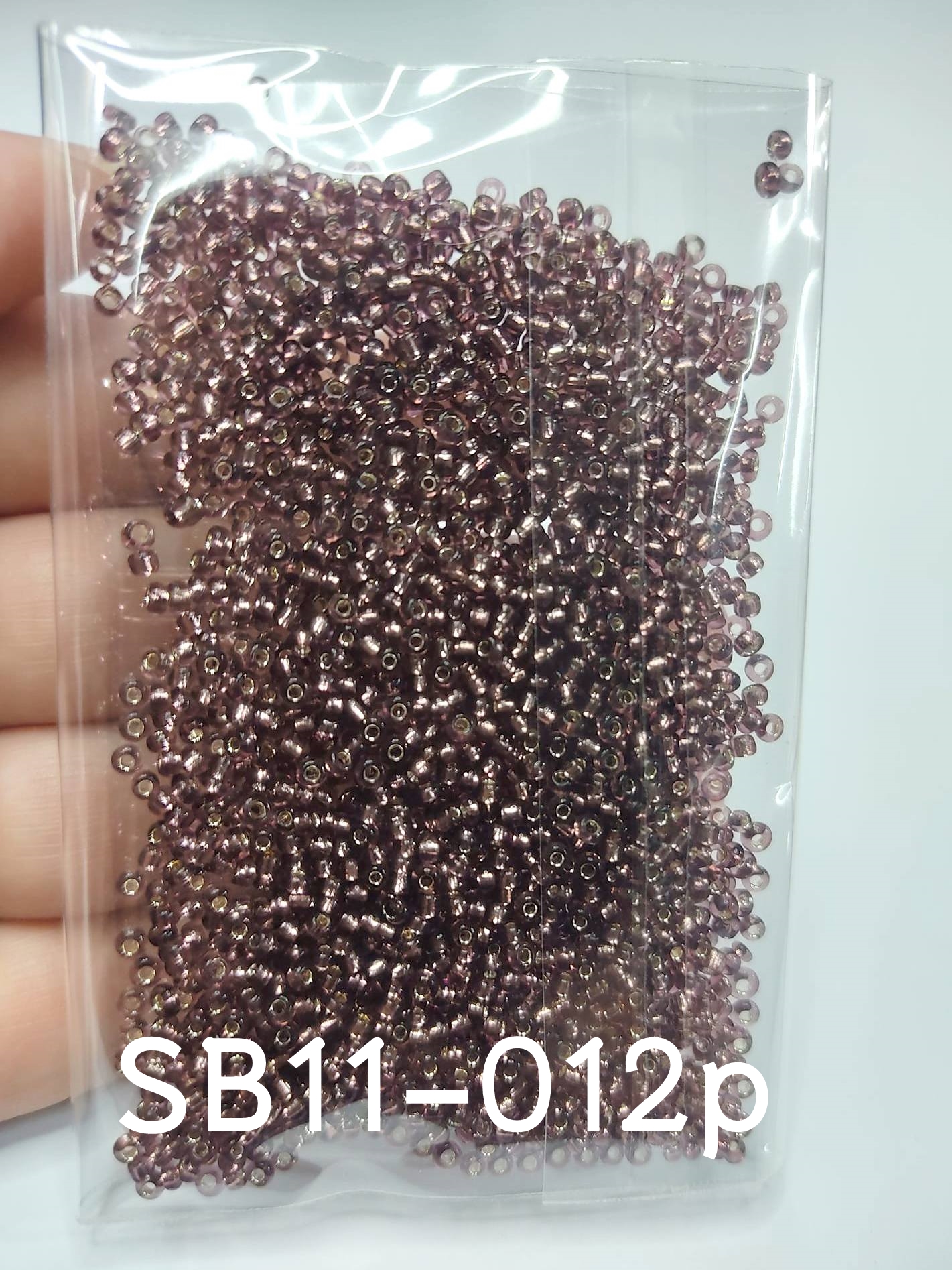 SB11-012p ซีดบีดไซส์เล็ก 2 มิล. สีน้ำตาลอมม่วงแกนเงิน (20 กรัม)