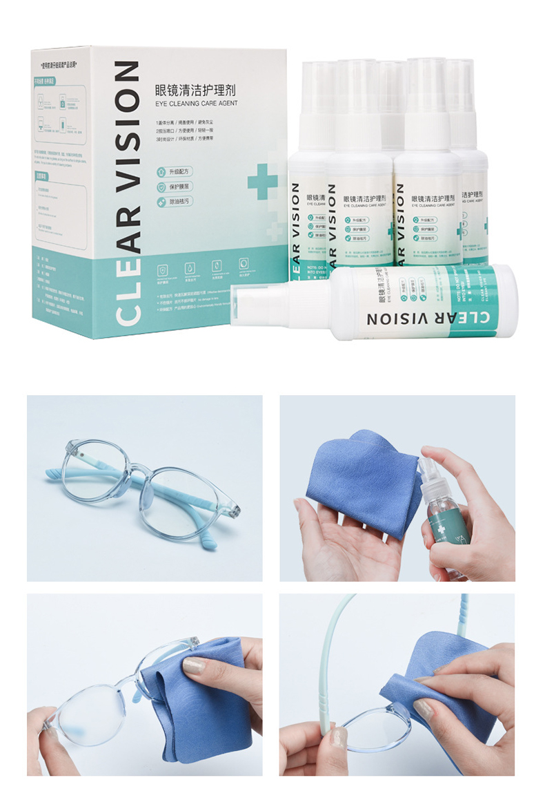 MOKHA น้ำยาเช็ดเลนส์ น้ำยาเช็ดแว่น (60ml.) Clear Vision+ Lens Cleaner ทำความสะอาดแว่นตา ผ้าเช็ดเลนส์